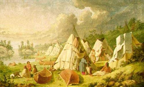 Paul Kane Indian encampment on Lake Huron Norge oil painting art